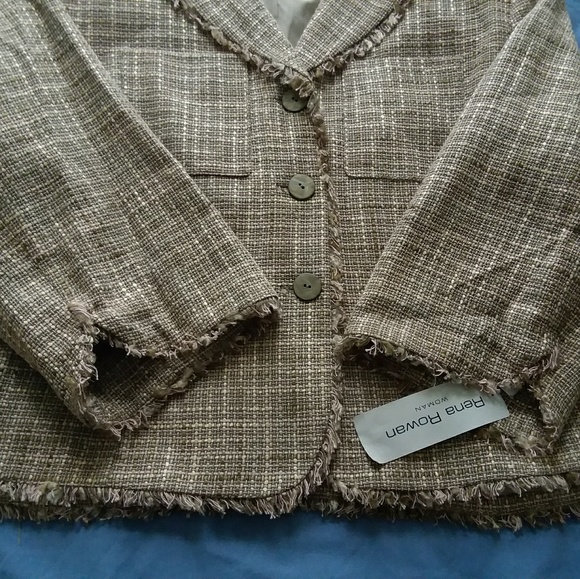 $159 NWT | RENA ROWAN Fringe Tweed Jacket | Women's Size 16W - Picture 3 of 7